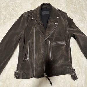 All Saints Nash Suede Biker Jacket - Brown